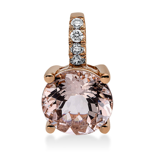 Anhänger 18 kt RG, mit Öse, 4 Brill. 0,06 ct, TW-si, 1 Morganit 1,76 ct rosa