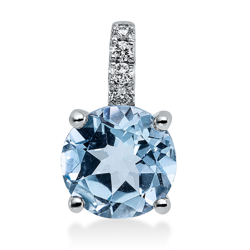 Anhänger 18 kt WG, mit Öse, 4 Brill. 0,06 ct, TW-si, 1 Topas 2,22 ct sky blue