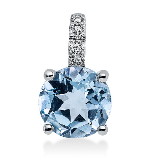 Anhänger 18 kt WG, mit Öse, 4 Brill. 0,06 ct, TW-si, 1 Topas 2,22 ct sky blue