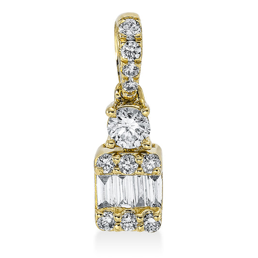 Anhänger 18 kt GG, mit Öse, 4 Bag. 0,10 ct, TW-si, 11 Brill. 0,21 ct, TW-si
