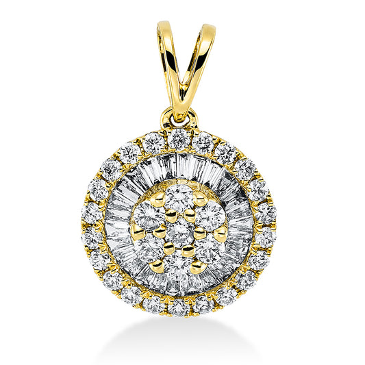 Anhänger 18 kt GG, mit Öse, 23 Trap. 0,16 ct, TW-pi, 29 Brill. 0,31 ct, TW-pi