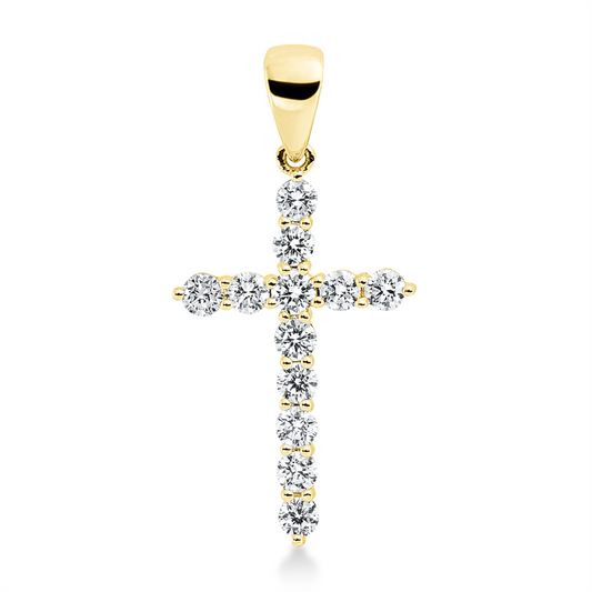 Anhänger 18 kt GG, mit Öse, 12 Brill. 0,48 ct, TW-si
