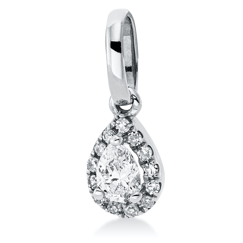 Anhänger 18 kt WG, mit Öse, 1 Tropfen 0,11 ct, TW-si, 13 Dia. 0,03 ct, W-si