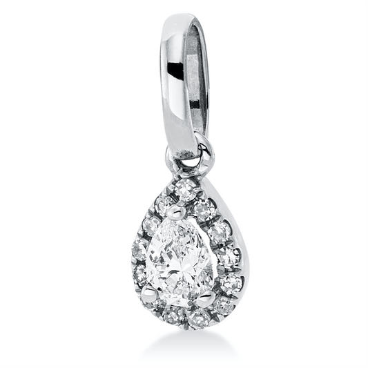 Anhänger 18 kt WG, mit Öse, 1 Tropfen 0,11 ct, TW-si, 13 Dia. 0,03 ct, W-si