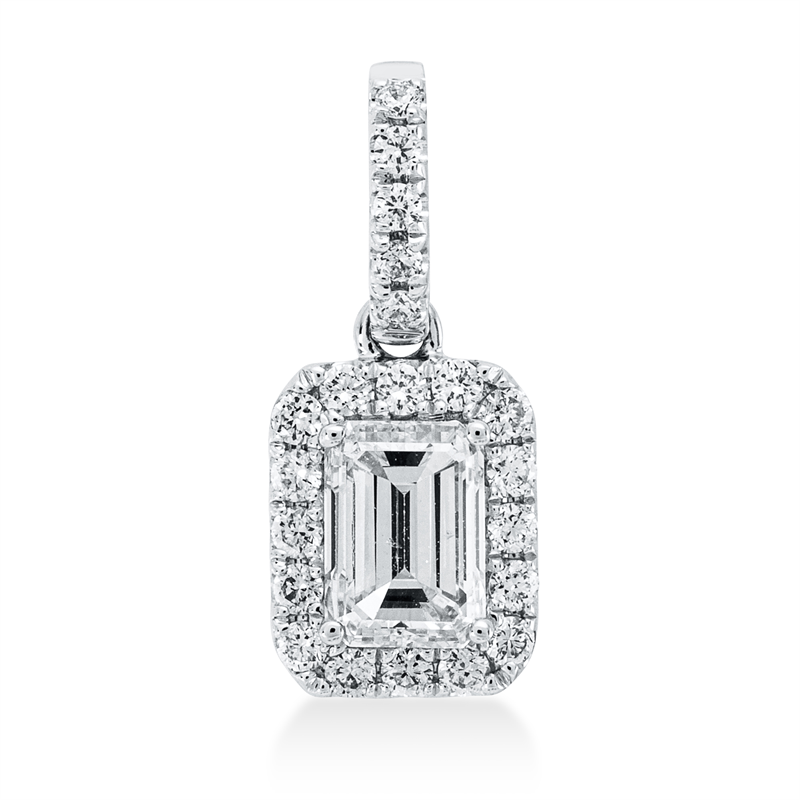 Anhänger 18 kt WG, mit Öse, 1 Sm.schliff 0,50 ct, TW-si, 21 Brill. 0,14 ct, TW-si