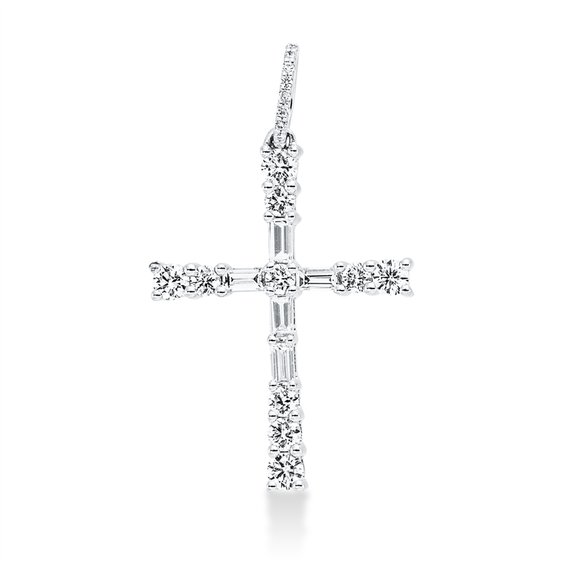 Anhänger 18 kt WG, mit Öse, 25 Fant-Schl. 0,49 ct, TW-si