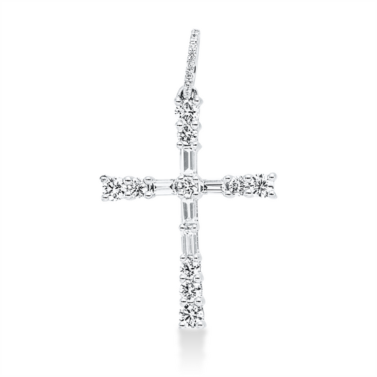 Anhänger 18 kt WG, mit Öse, 25 Fant-Schl. 0,49 ct, TW-si