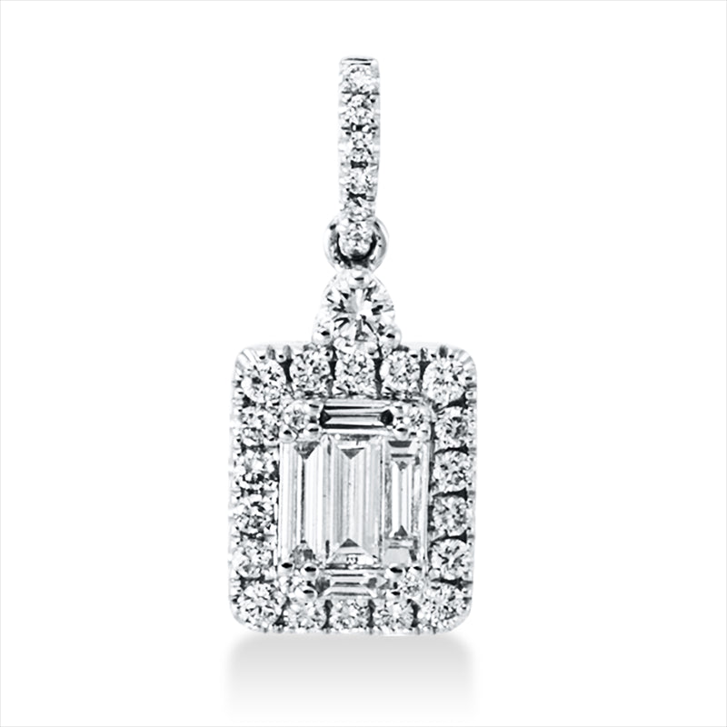 Anhänger 18 kt WG, 18 Brill. 0,18 ct, TW-si, 1 Brill.0,06 ct, 2 Bag. 0,04 ct, 3 Bag. 0,22 ct, 11 Brill.0,04 ct