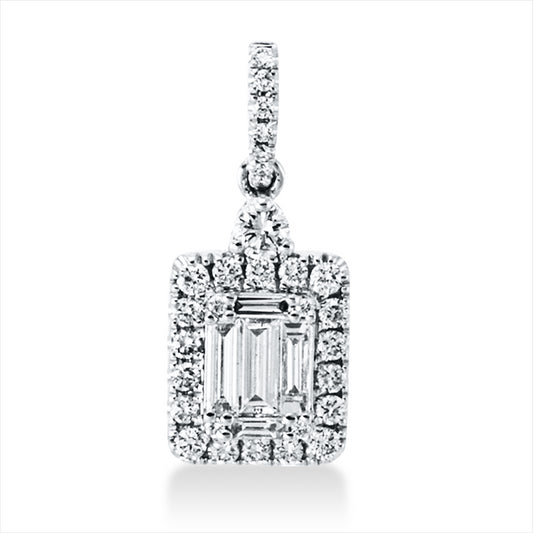 Anhänger 18 kt WG, 18 Brill. 0,18 ct, TW-si, 1 Brill.0,06 ct, 2 Bag. 0,04 ct, 3 Bag. 0,22 ct, 11 Brill.0,04 ct