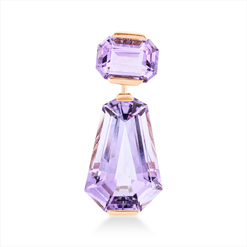 Anhänger 18 kt RG, 1 Amethyst 4,10 ct lila, 1 Amethyst 1,00 ct lila