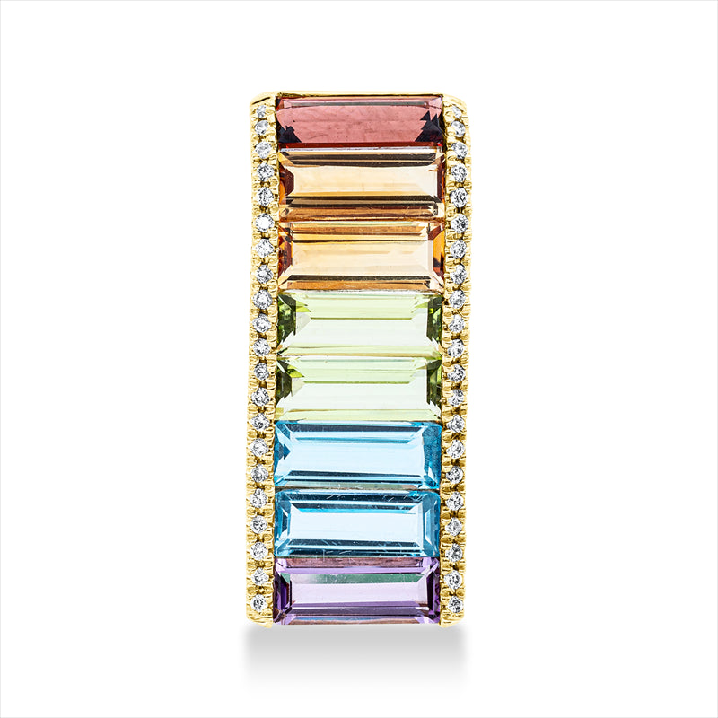 Anhänger 18 kt GG, 42 Brill. 0,18 ct, TW-si, 8 Farbsteine 4,40 multicolor