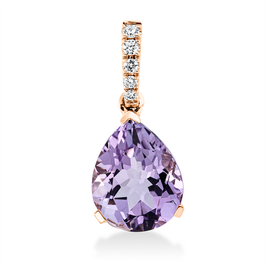 Anhänger 18 kt RG, mit Öse, 5 Brill. 0,06 ct, TW-si, 1 Amethyst 2,30 ct pink
