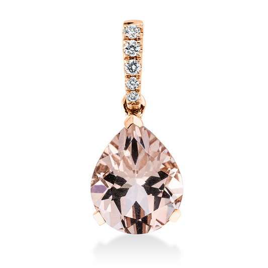 Anhänger 18 kt RG, mit Öse, 5 Brill. 0,06 ct, TW-si, 1 Morganit 1,90 ct rosa