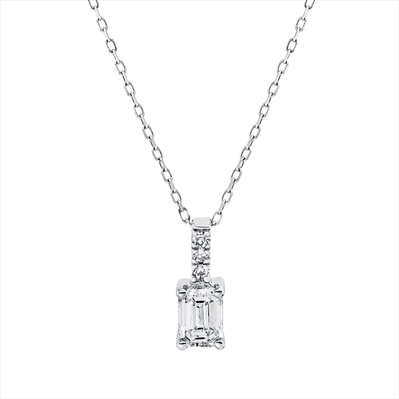 Anhänger 18 kt WG, mit Öse, 1 Sm.schliff 0,24 ct, TW-si, 3 Dia. 0,02 ct, TW-si