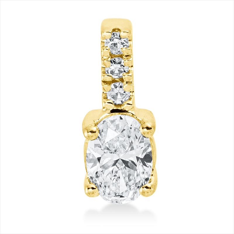 Anhänger 18 kt GG, mit Öse, 1 Oval 0,26 ct, TW-si, 3 Dia. 0,02 ct, TW-si