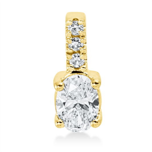 Anhänger 18 kt GG, mit Öse, 1 Oval 0,26 ct, TW-si, 3 Dia. 0,02 ct, TW-si