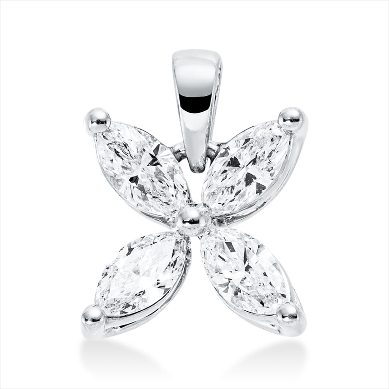 Anhänger 18 kt WG, mit Öse, 4 Nav. 0,64 ct, TW-si