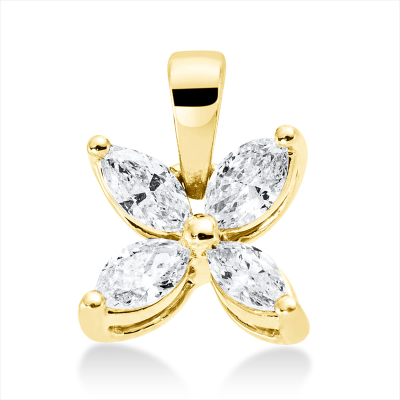 Anhänger 18 kt GG, mit Öse, 4 Nav. 0,24 ct, TW-si