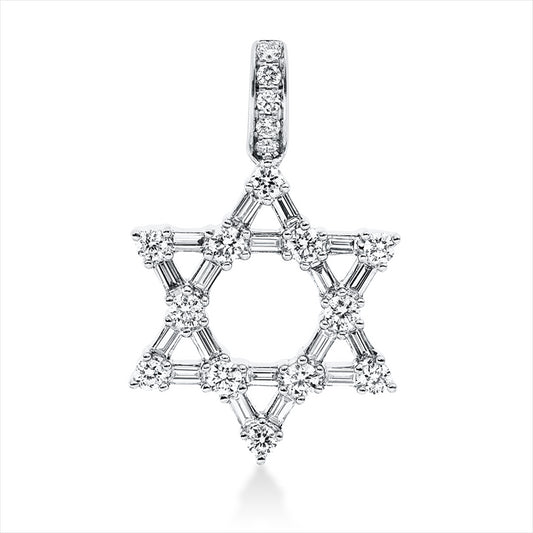 Anhänger 18 kt WG, mit Öse, 18 Bag. 0,24 ct, TW-si, 17 Brill. 0,36 ct, TW-si