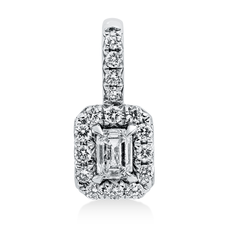 Anhänger 18 kt WG, mit Öse, 1 Sm.schliff 0,14 ct, TW-si, 16 Brill. 0,12 ct, W-si