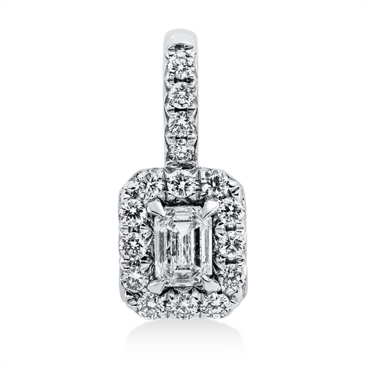 Anhänger 18 kt WG, mit Öse, 1 Sm.schliff 0,14 ct, TW-si, 16 Brill. 0,12 ct, W-si