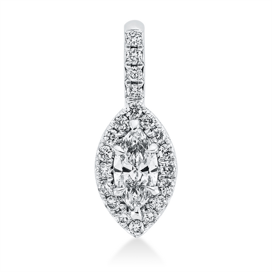 Anhänger 18 kt WG, mit Öse, 1 Nav. 0,27 ct, TW-si, 20 Brill. 0,15 ct, W-si
