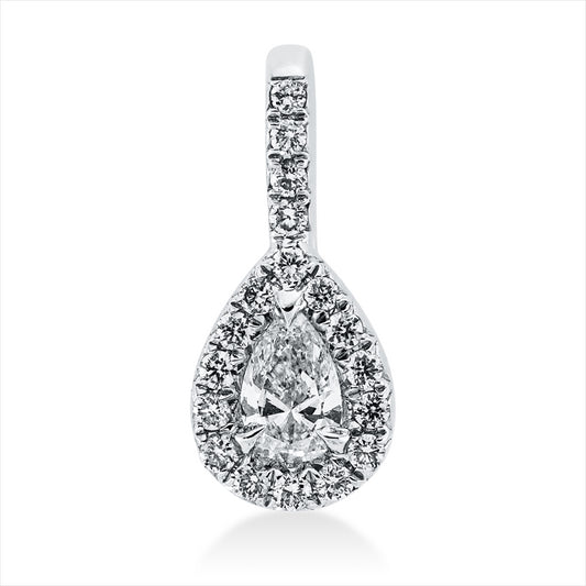 Anhänger 18 kt WG, mit Öse, 1 Tropfen 0,10 ct, TW-si, 18 Brill. 0,06 ct, W-si
