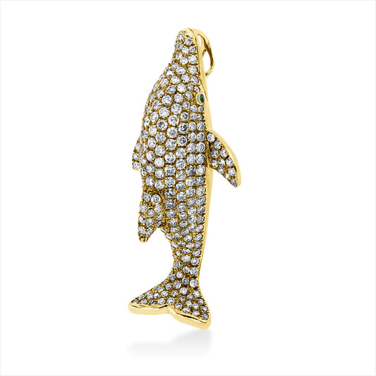 Anhänger 18 kt GG, 170 Brill. 1,10 ct, TW-pi, 94 Brill. 1,00 ct, pink, 2 Tsavorith 0,02 ct grün