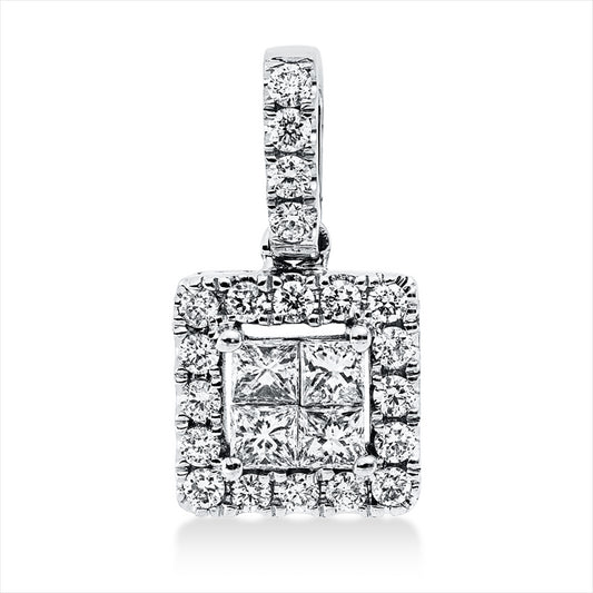 Anhänger 18 kt WG, mit Öse, 4 Princ. 0,29 ct, TW-si, 20 Brill. 0,23 ct, TW-pi