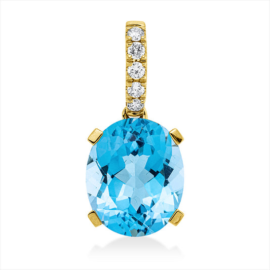 Anhänger 18 kt GG, mit Öse, 5 Brill. 0,13 ct, TW-si, 1 Topas 6,30 ct Swiss blue