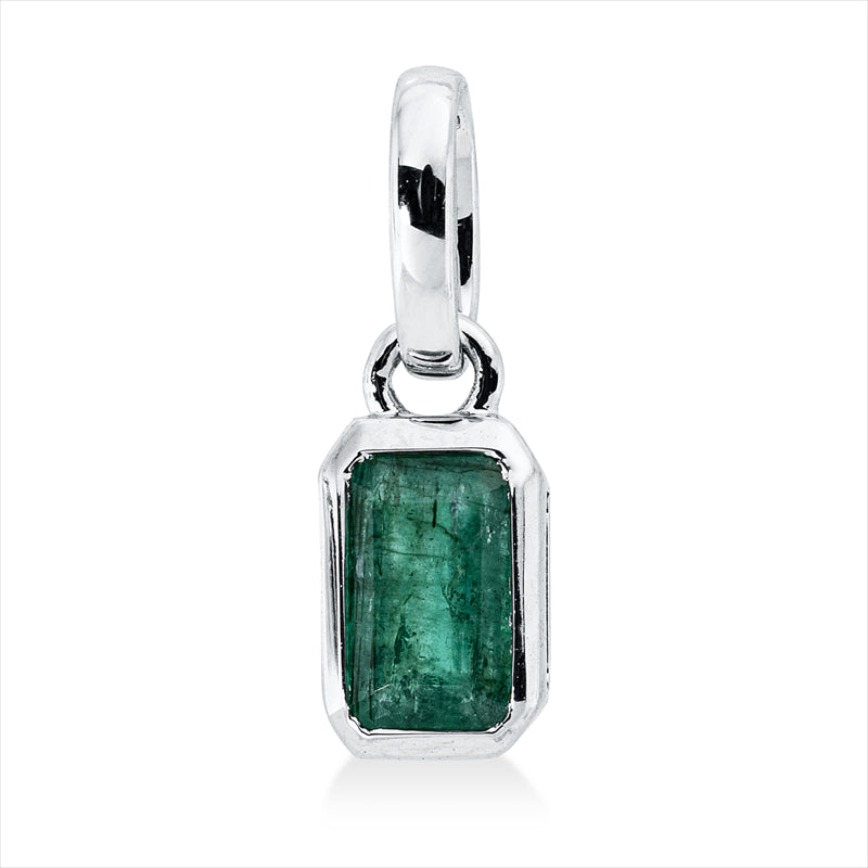 Anhänger 18 kt WG, mit Öse, 1 Smaragd 0,31 ct grün