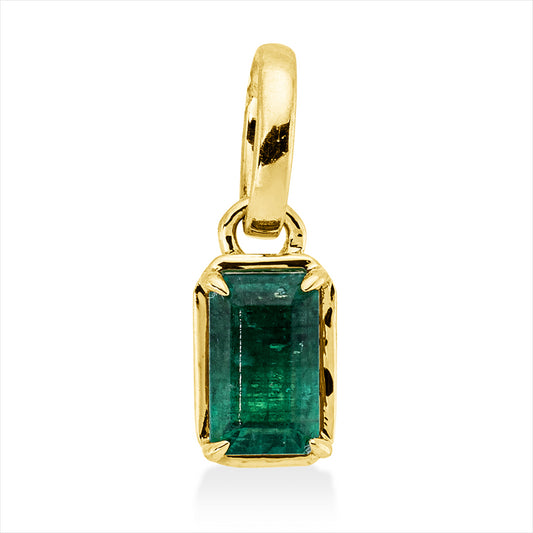 Anhänger 14 kt GG, mit Öse, 1 Smaragd 0,33 ct grün