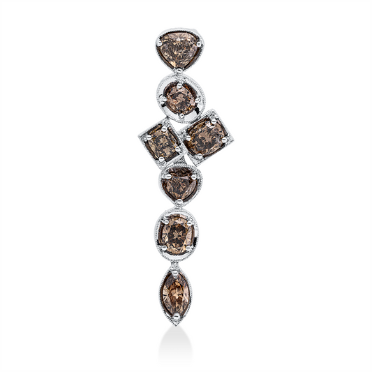Anh 18 kt WG, 3 Ov 1,30 ct, 1 Cu 0,42 ct, 1 Nav. 0,35 ct, 1 Herz. 0,36 ct, 1 Fan-Schl. 0,35 ct, braun