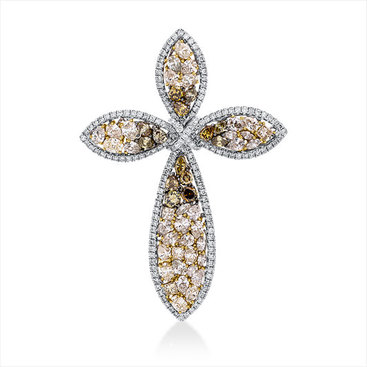 Anhänger 18 kt WG+GG,Fass teils schw rhod,52 Fant-Schl. 4,68ct,fancy-si,165 Brill. 1,16 ct,W-si/pi