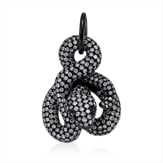 Anhänger 18 kt WG, Fassung schwarz rhodiniert, 437 Brill. 4,23 ct, TW-pi, 2 Tsavorith 0,05 ct grün