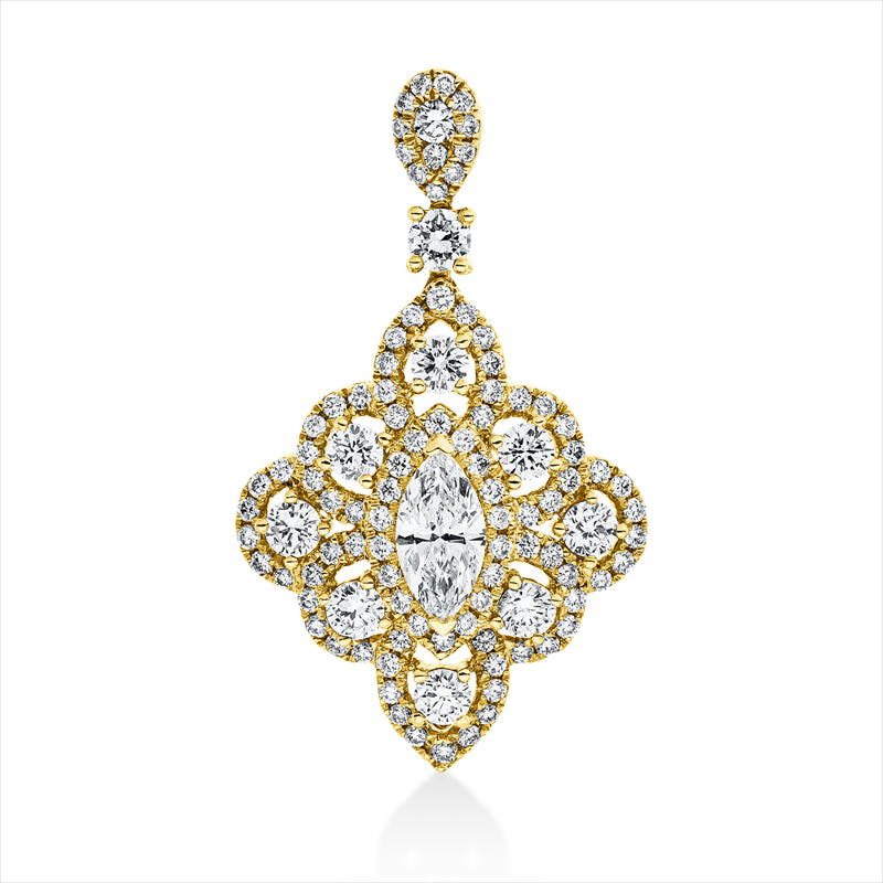 Anhänger 18 kt GG, 1 Nav. 0,40 ct, TW-vsi, 102 Brill. 1,04 ct, TW-si