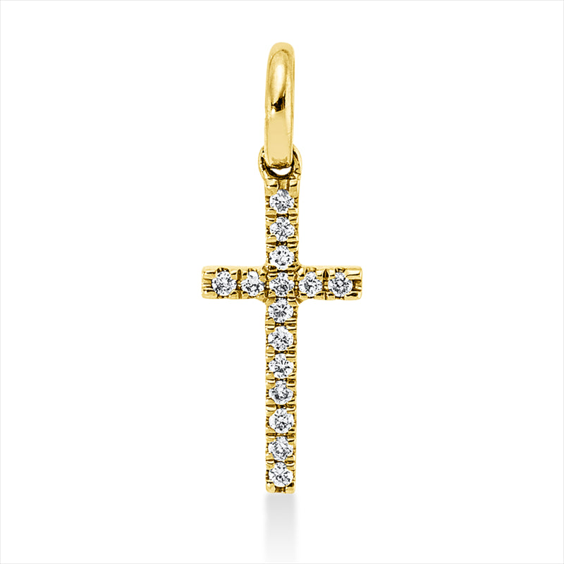 Anhänger 18 kt GG, mit Öse, 15 Brill. 0,03 ct, TW-si