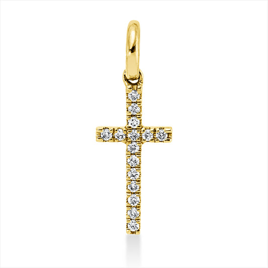 Anhänger 18 kt GG, mit Öse, 15 Brill. 0,03 ct, TW-si