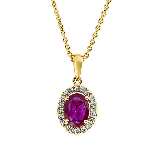 Anhänger 18 kt RG, mit Öse, 20 Brill. 0,15 ct, W-si, 1 Rubin 0,95 ct rot