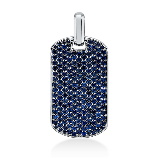 Anhänger 18 kt WG, mit Öse, 185 Saphire 2,60 ct blau
