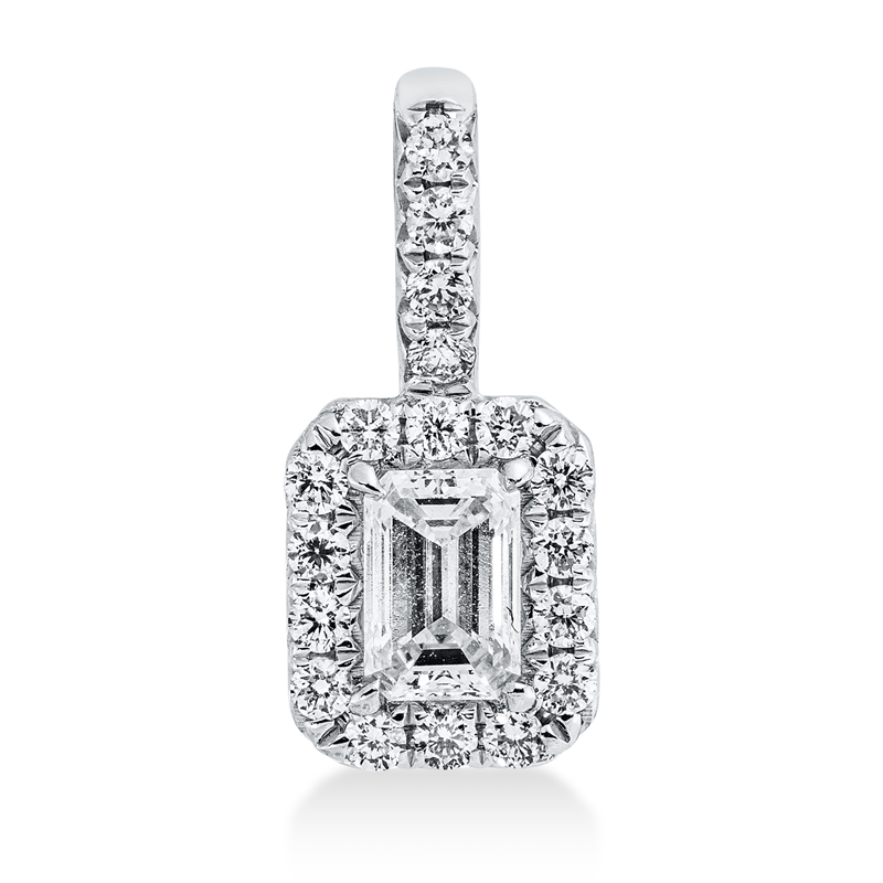 Anhänger 18 kt WG, mit Öse, 1 Sm.schliff 0,24 ct, TW-si, 18 Brill. 0,14 ct, W-si