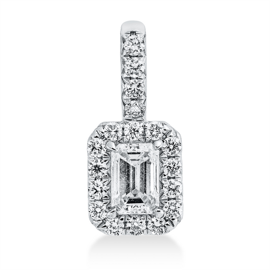 Anhänger 18 kt WG, mit Öse, 1 Sm.schliff 0,24 ct, TW-si, 18 Brill. 0,14 ct, W-si