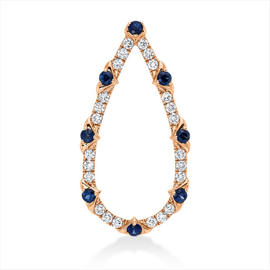 Anhänger 18 kt RG, 24 Brill. 1,03 ct, TW-vsi/si, 8 Saphire 1,01 ct blau