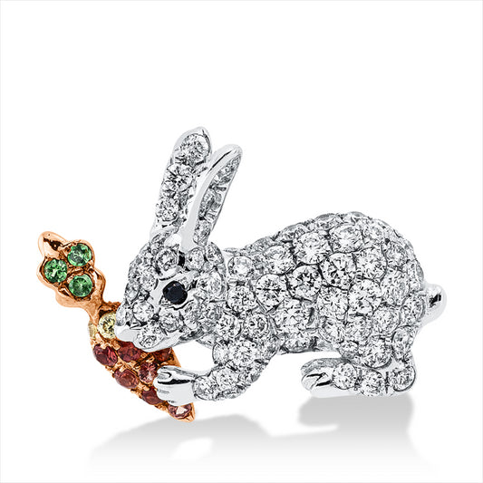 Anhänger 18kt,79 Brill0,62ct,TW-vsi,2 Brill0,01ct, schwarz,10 Saph0,09ct multicolor,3 Tsav 0,02ct grün