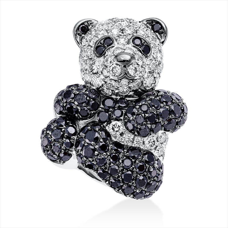 Anhänger 18 kt WG, Fassung teils schwarz rhodinie, 54 Brill. 0,56 ct, TW-vsi, 87 Brill. 0,99 ct, schwarz