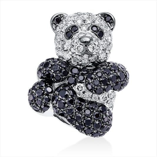 Anhänger 18 kt WG, Fassung teils schwarz rhodinie, 54 Brill. 0,56 ct, TW-vsi, 87 Brill. 0,99 ct, schwarz