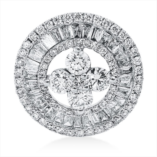 Anhänger 18 kt WG, 4 Brill. 0,53 ct, TW-vsi/si, 32 Trap. 0,56 ct, TW-vsi/si, 65 Brill. 0,43 ct, TW-vsi/si