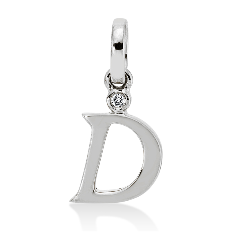 Anhänger 18 kt WG, mit Öse, 1 Brill. 0,01 ct, TW-si