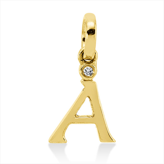 Anhänger 18 kt GG, mit Öse, 1 Brill. 0,01 ct, TW-si
