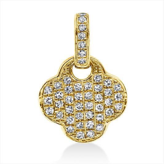 Anhänger 14 kt GG, mit Öse, 45 Brill. 0,90 ct, TW-si